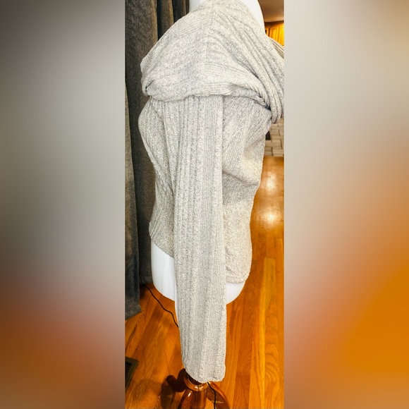 Missguided Gray Ribbed Off Shoulder Sweater XL Long Sleeve Foldover Cowl Neck l - Picture 10 of 12